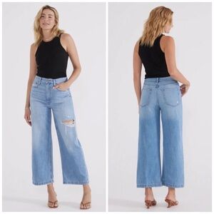 ETICA Devon Wide Leg Crop Distressed High Rise Jeans 27